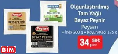 PEYSAN OLGUNLAŞTIRILMIŞ TAM YAĞLI BEYAZ PEYNİR